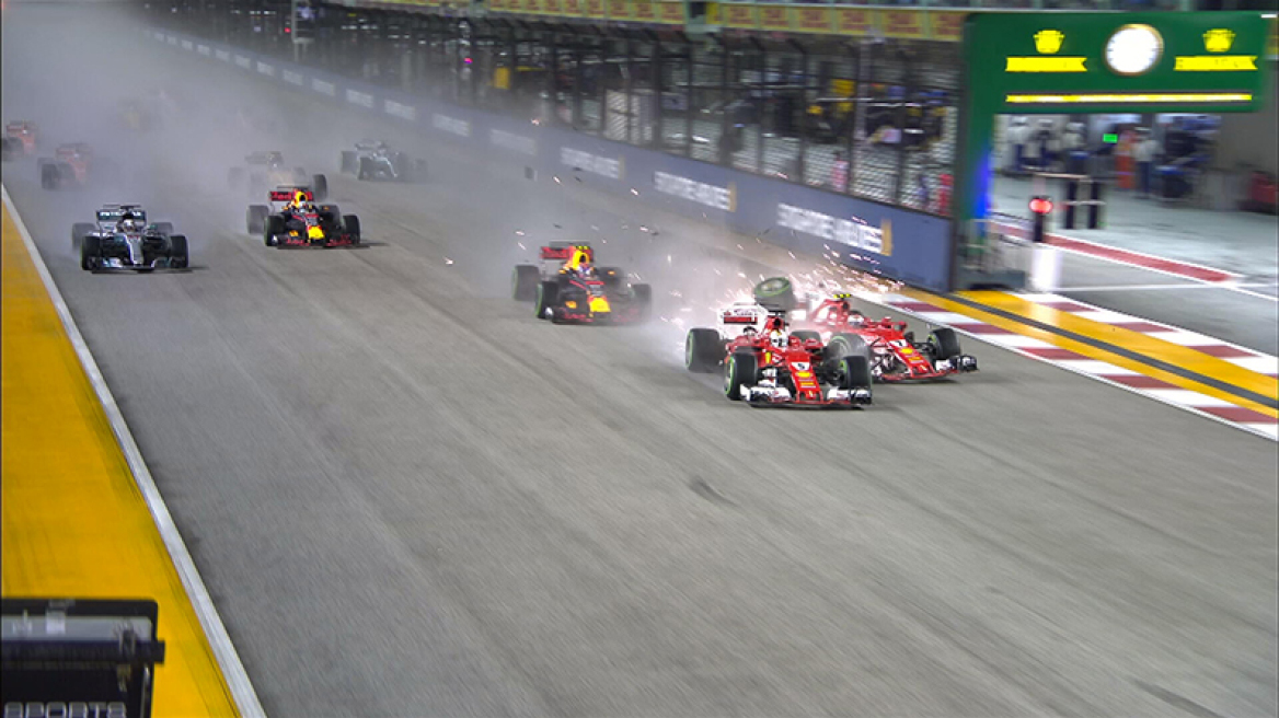 GP Σιγκαπούρης: Δράμα υπό βροχή για τις Ferrari, νίκη Χάμιλτον!
